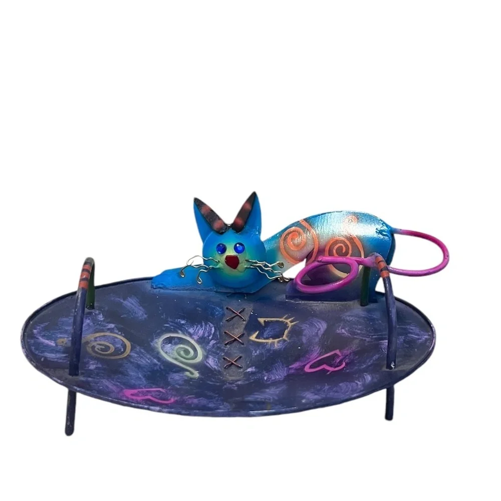 Metal Multicolored Cat Design‎ Trinket Dish